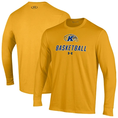 Men's Under Armour  Gold Kent State Golden Flashes Basketball Performance Long Sleeve T-Shirt