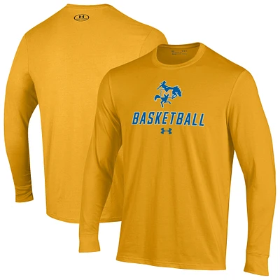 Men's Under Armour  Gold McNeese State Cowboys Basketball Performance Long Sleeve T-Shirt