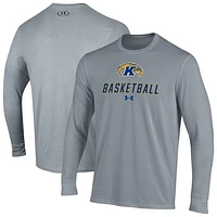 Men's Under Armour  Gray Kent State Golden Flashes Basketball Performance Long Sleeve T-Shirt