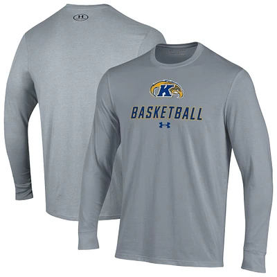 Men's Under Armour  Gray Kent State Golden Flashes Basketball Performance Long Sleeve T-Shirt