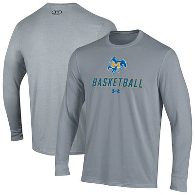 Men's Under Armour  Gray McNeese State Cowboys Basketball Performance Long Sleeve T-Shirt