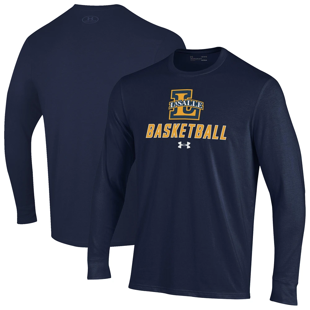 Men's Under Armour Navy La Salle Explorers Basketball Performance Long Sleeve T-Shirt