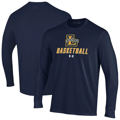 Men's Under Armour  Navy La Salle Explorers Basketball Performance Long Sleeve T-Shirt