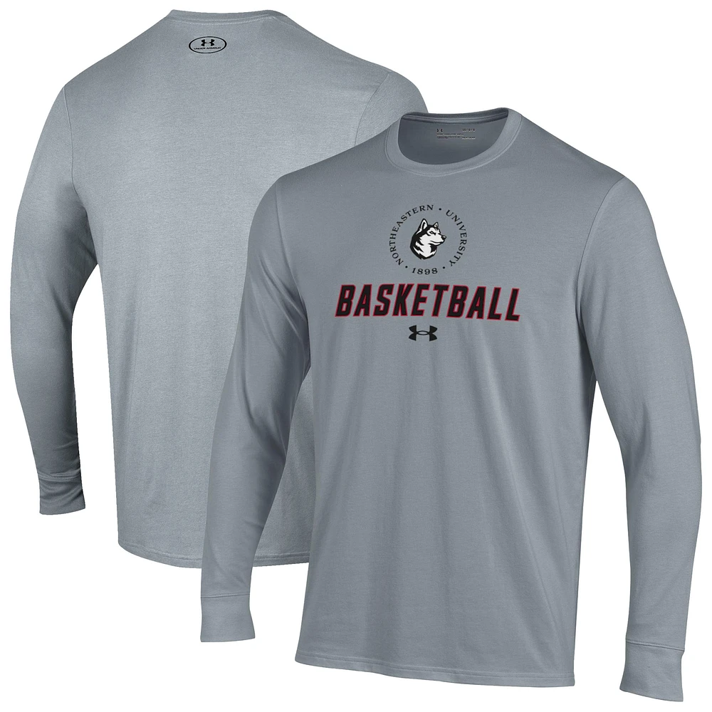 Men's Under Armour Gray Northeastern Huskies Basketball Performance Long Sleeve T-Shirt