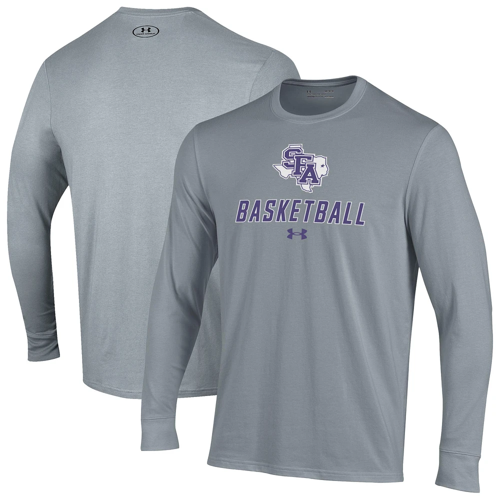 Men's Under Armour Gray Stephen F Austin Lumberjacks Basketball Performance Long Sleeve T-Shirt
