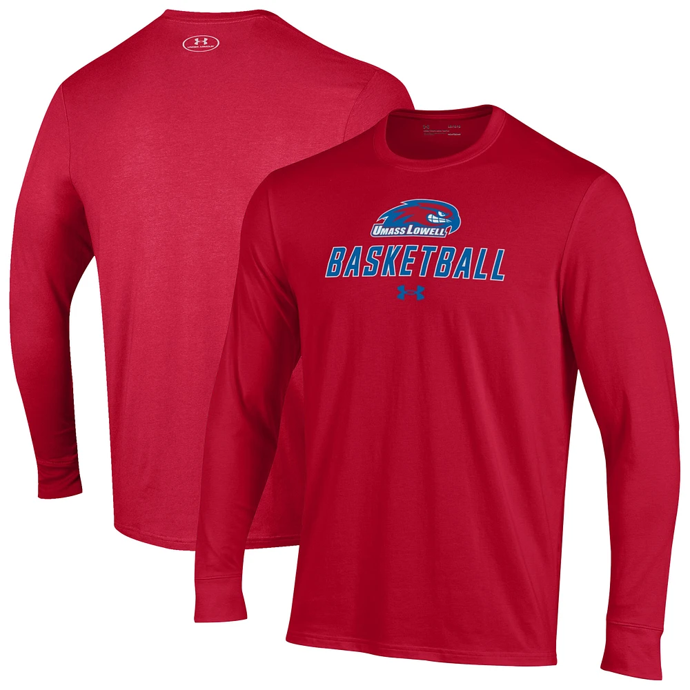 Men's Under Armour Red UMass Lowell River Hawks Basketball Performance Long Sleeve T-Shirt