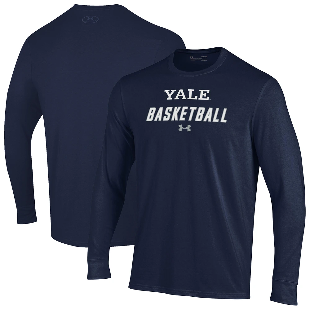 Men's Under Armour Navy Yale Bulldogs Basketball Performance Long Sleeve T-Shirt
