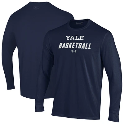 Men's Under Armour  Navy Yale Bulldogs Basketball Performance Long Sleeve T-Shirt