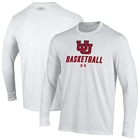 Men's Under Armour  White Utah Utes Basketball Performance Long Sleeve T-Shirt