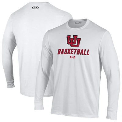 Men's Under Armour  White Utah Utes Basketball Performance Long Sleeve T-Shirt