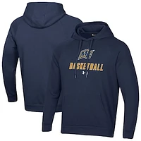 Men's Under Armour Navy Merrimack College Warriors Basketball Rival Raglan Fleece Pullover Hoodie