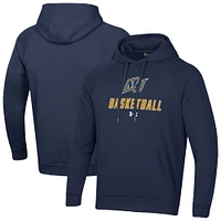 Men's Under Armour Navy Merrimack College Warriors Basketball Rival Raglan Fleece Pullover Hoodie