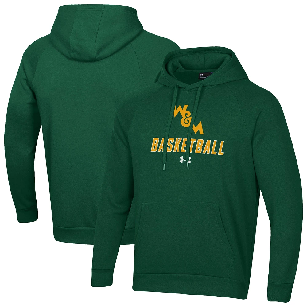 Men's Under Armour Green William & Mary Tribe Basketball Rival Raglan Fleece Pullover Hoodie