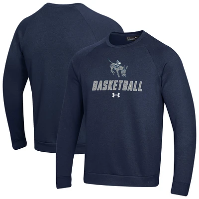 Men's Under Armour  Navy Colorado School of Mines Orediggers Raglan Basketball Rival Fleece Pullover Sweatshirt