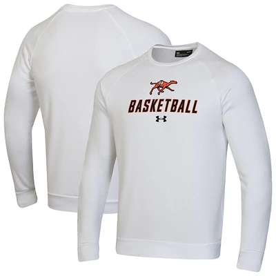 Men's Under Armour  White Campbell Fighting Camels Raglan Basketball Rival Fleece Pullover Sweatshirt