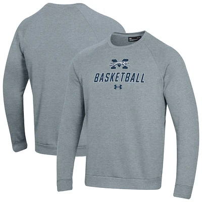 Men's Under Armour  Gray Moravian Greyhounds Raglan Basketball Rival Fleece Pullover Sweatshirt