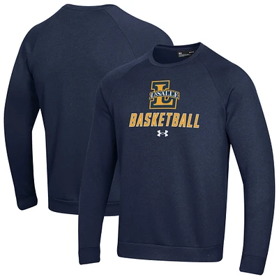 Men's Under Armour  Navy La Salle Explorers Raglan Basketball Rival Fleece Pullover Sweatshirt