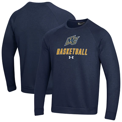 Men's Under Armour  Navy Merrimack College Warriors Raglan Basketball Rival Fleece Pullover Sweatshirt