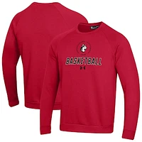 Men's Under Armour  Red Northeastern Huskies Raglan Basketball Rival Fleece Pullover Sweatshirt