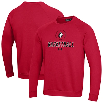 Men's Under Armour  Red Northeastern Huskies Raglan Basketball Rival Fleece Pullover Sweatshirt