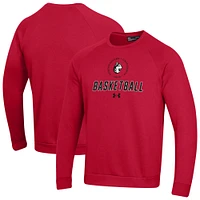 Men's Under Armour  Red Northeastern Huskies Raglan Basketball Rival Fleece Pullover Sweatshirt