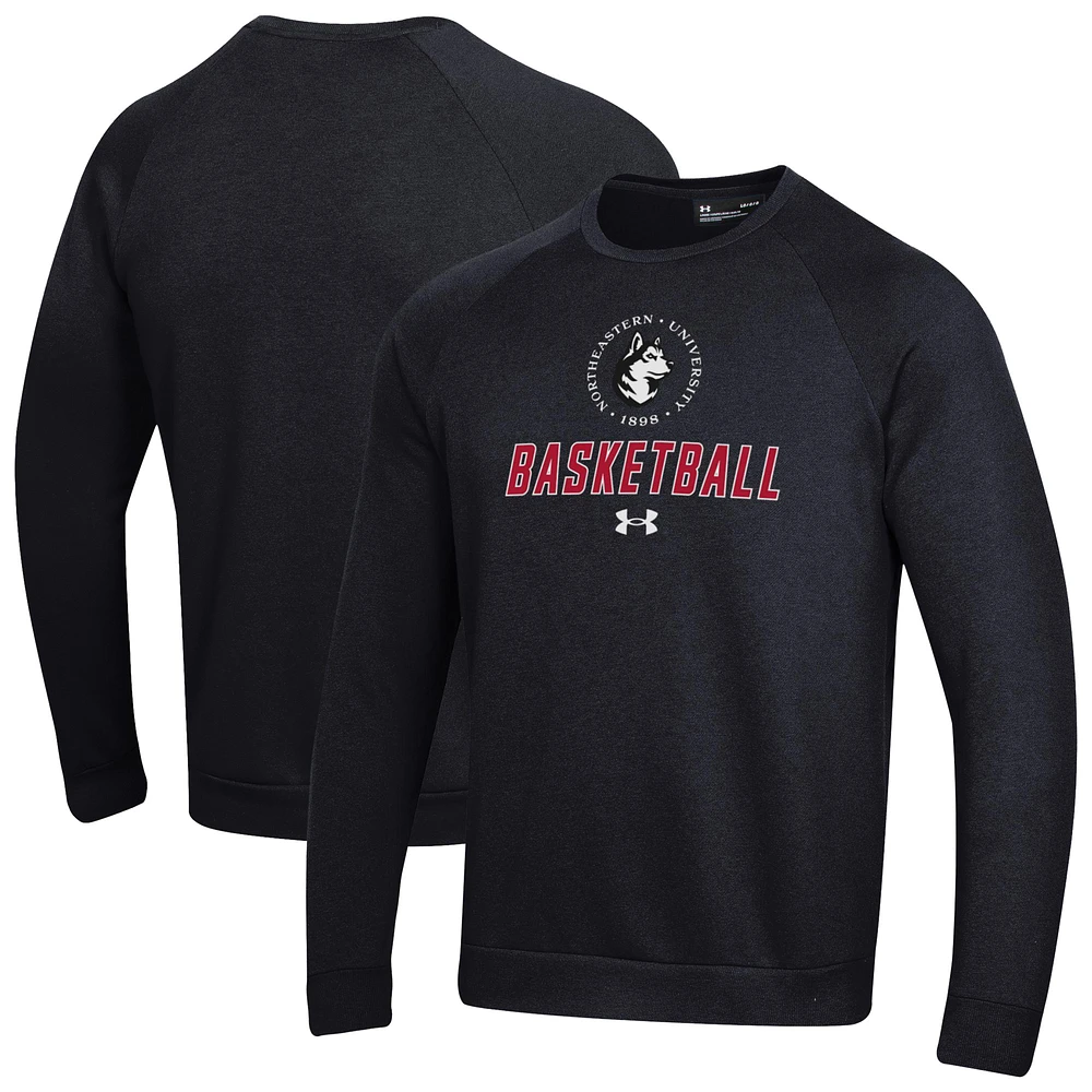 Men's Under Armour Northeastern Huskies Raglan Basketball Rival Fleece Pullover Sweatshirt