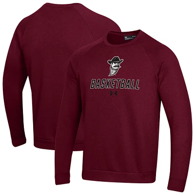 Men's Under Armour  Crimson New Mexico State Aggies Raglan Basketball Rival Fleece Pullover Sweatshirt