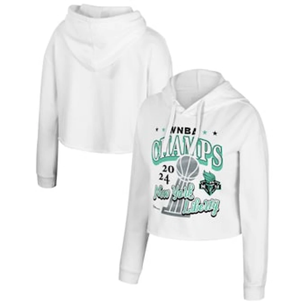 Women's Stadium Essentials  White New York Liberty 2024 WNBA Finals Champions Earned Cropped Pullover Hoodie