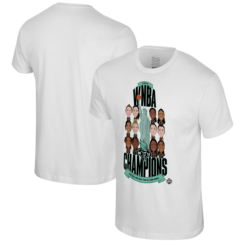 Unisex Stadium Essentials White New York Liberty 2024 WNBA Finals Champions Teammates Roster T-Shirt