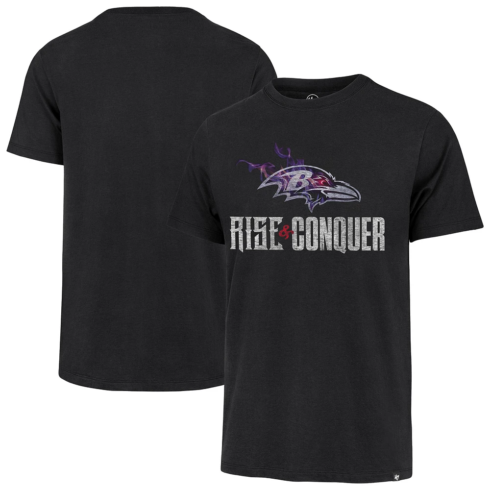 Men's '47  Black Baltimore Ravens Rise and Conquer Franklin T-Shirt