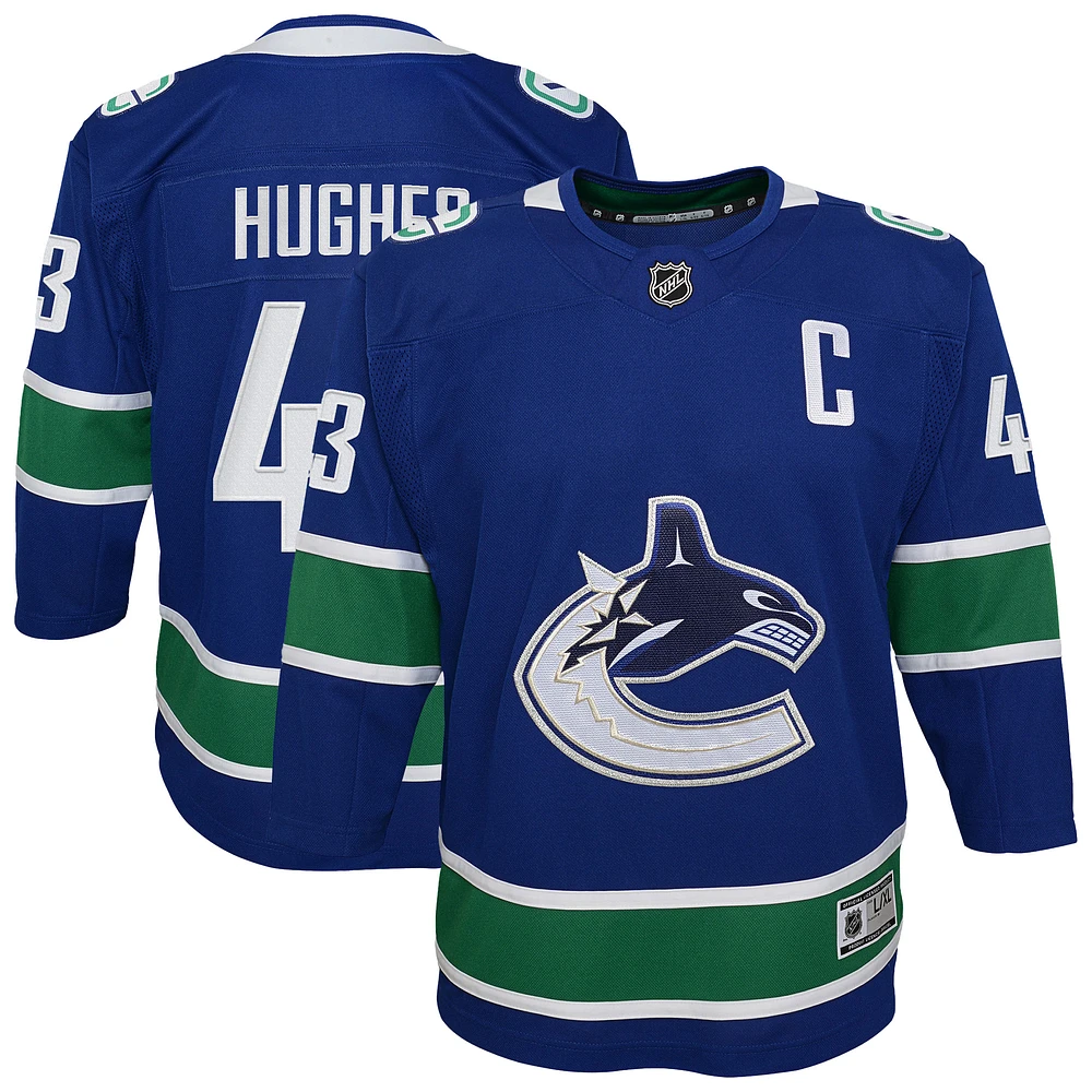 Youth Quinn Hughes Blue Vancouver Canucks Home Premier Player Jersey