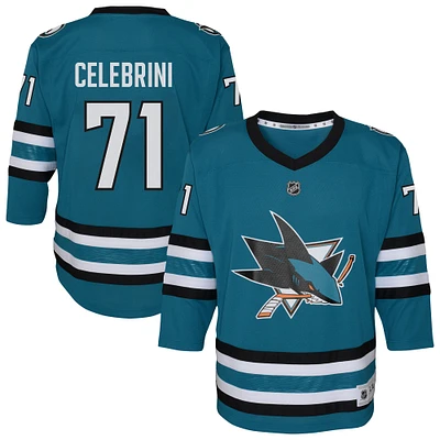 Youth Macklin Celebrini Teal San Jose Sharks Alternate Replica Player Jersey