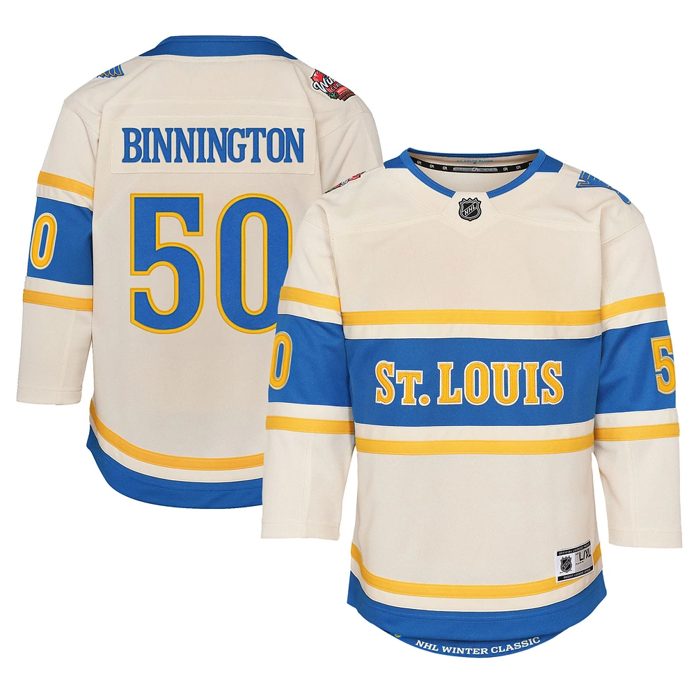 Youth Jordan Binnington Cream St. Louis Blues 2025 NHL Winter Classic Premier Player Jersey