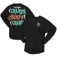 Unisex Fanatics Black New York Liberty 2024 WNBA Finals Champions Stacked Long Sleeve T-Shirt