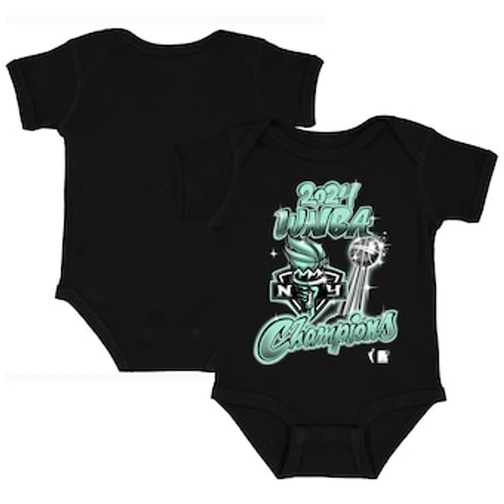 Infant round21 Black New York Liberty 2024 WNBA Finals Champions Airbrush Bodysuit