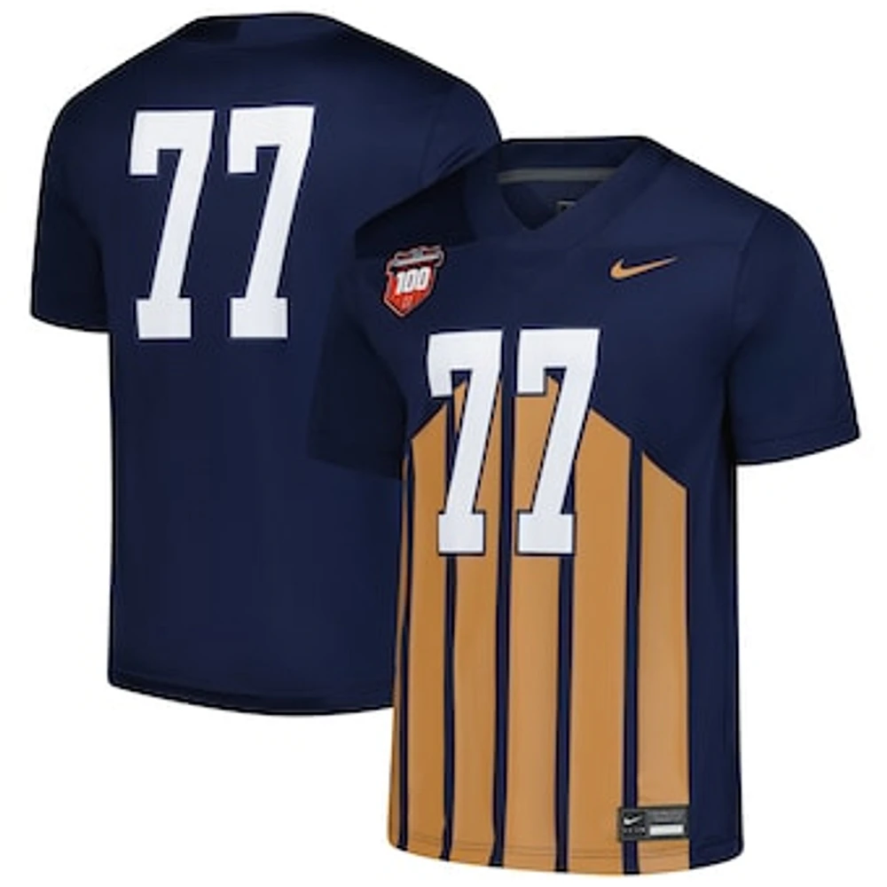 Men's Nike #77 Navy Illinois Fighting Illini Untouchable Replica Football Jersey