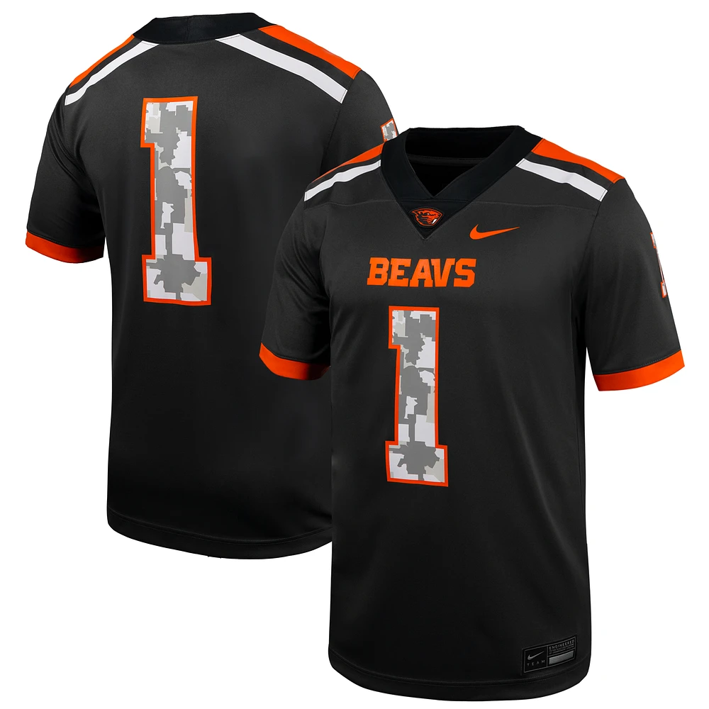 Men's Nike #1 Anthracite Oregon State Beavers Untouchable Replica Football Jersey