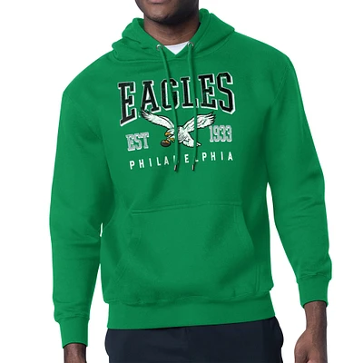 Men's Starter Kelly Green Philadelphia Eagles Team Retro Logo Fleece Tri-Blend Pullover Hoodie