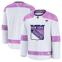 Men's Fanatics  White New York Rangers 2024 Hockey Fights Cancer Practice Jersey