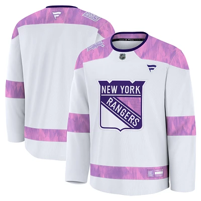 Men's Fanatics  White New York Rangers 2024 Hockey Fights Cancer Practice Jersey