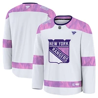 Men's Fanatics  White New York Rangers 2024 Hockey Fights Cancer Practice Jersey
