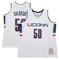 Men's UConn Huskies Emeka Okafor Mitchell & Ness White 2001/02 Swingman Replica Jersey