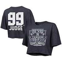 Women's Majestic Threads Aaron Judge Navy New York Yankees 2024 World Series Boxy Crop Name & Number T-Shirt