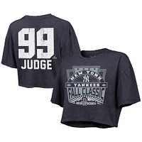 Women's Majestic Threads Aaron Judge Navy New York Yankees 2024 World Series Boxy Crop Name & Number T-Shirt