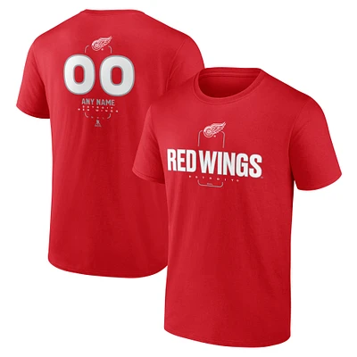 Men's Red Detroit Wings Personalized Name & Number Midfielder T-Shirt