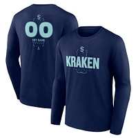 Men's Deep Sea Blue Seattle Kraken Personalized Name & Number Midfielder Long Sleeve T-Shirt
