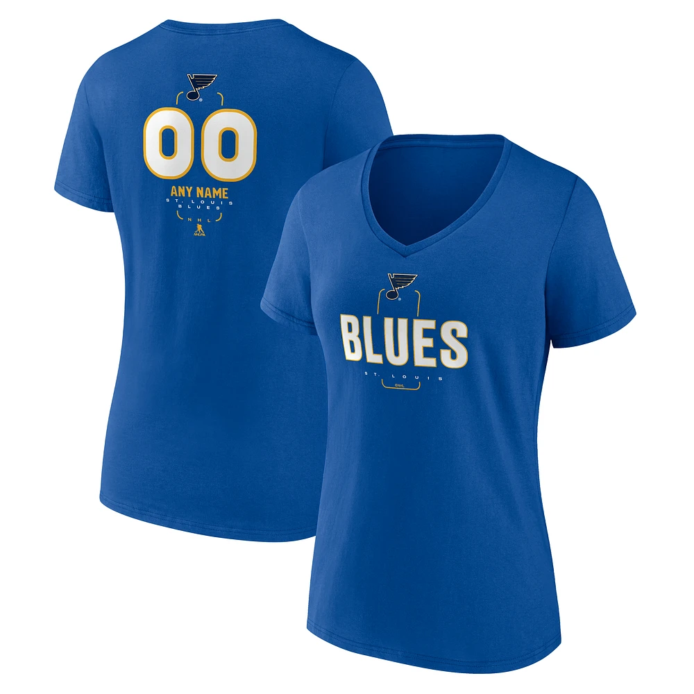 Women's Blue St. Louis Blues Personalized Name & Number Midfielder V-Neck T-Shirt