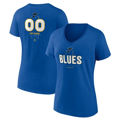 Women's Blue St. Louis Blues Personalized Name & Number Midfielder V-Neck T-Shirt