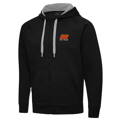 Men's Antigua  Black Joey Logano Victory Full-Zip Hoodie