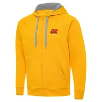 Men's Antigua  Gold Joey Logano Victory Full-Zip Hoodie